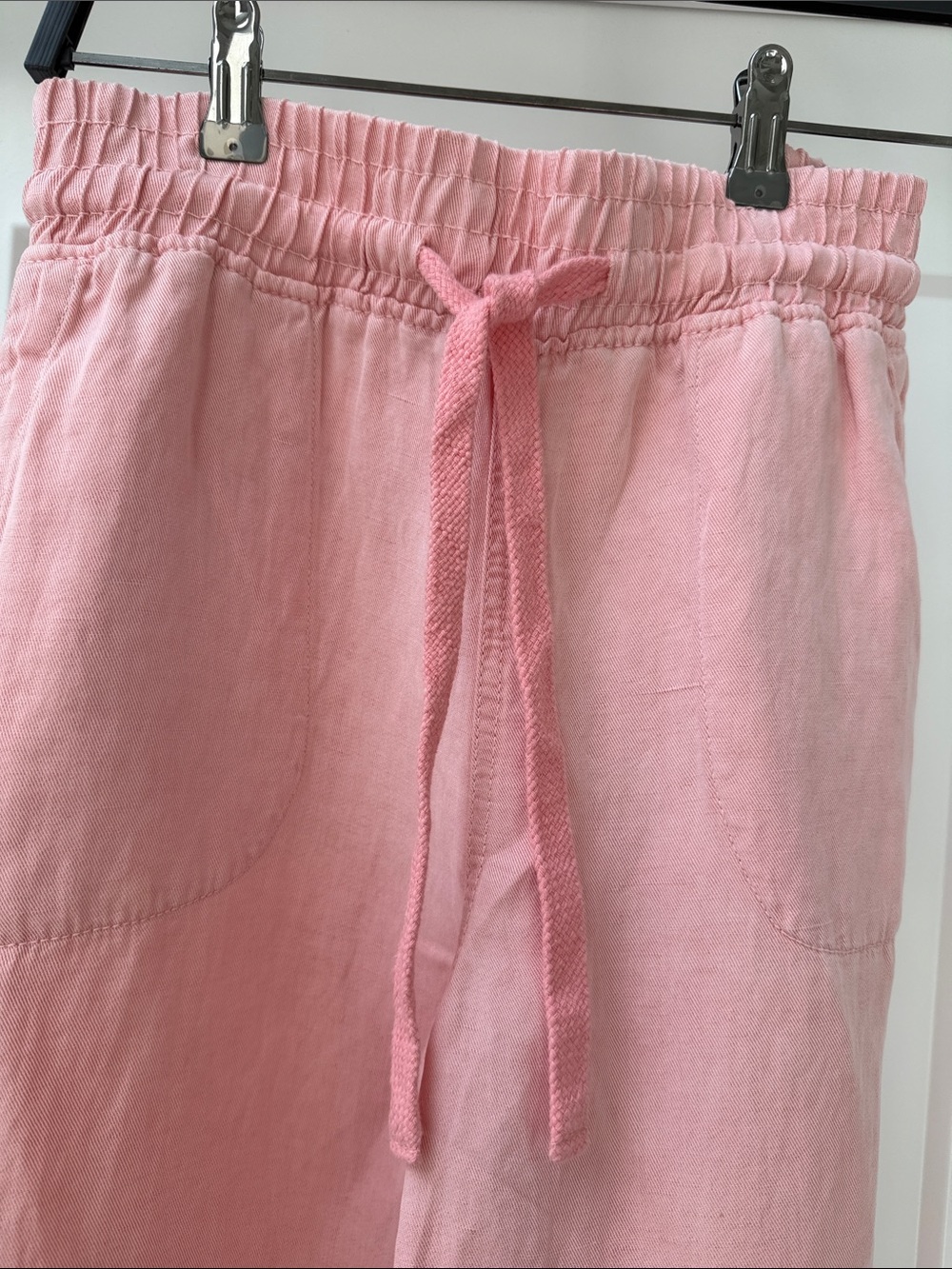 Pink Drawstring Linen-Blend Pants - Picture 3 of 4